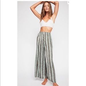 Free People Floral Striped Wide Leg Pants
